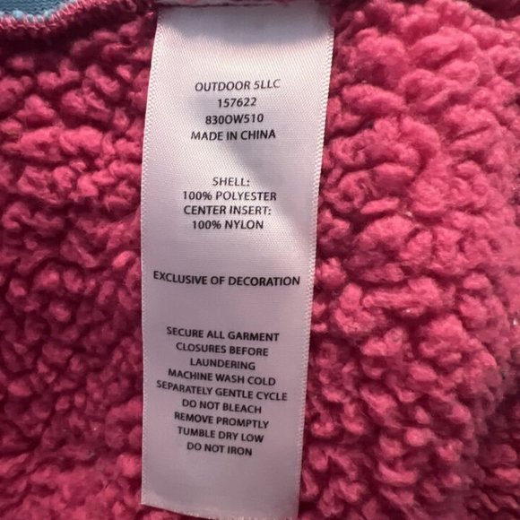 eddie bauer girls sherpa fleece hooded jacket pink and navy size XS 5/6 - Picture 5 of 5